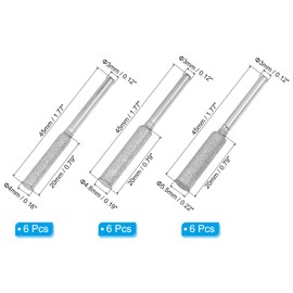 PATIKIL 18 Pcs Diamond Chainsaw Sharpener 3 Sizes High Hardness Sharpening Stone Polishing Chainsaw Sharpening Kit Grinding File Tool, Silver(5/32", 3/16", 7/32")