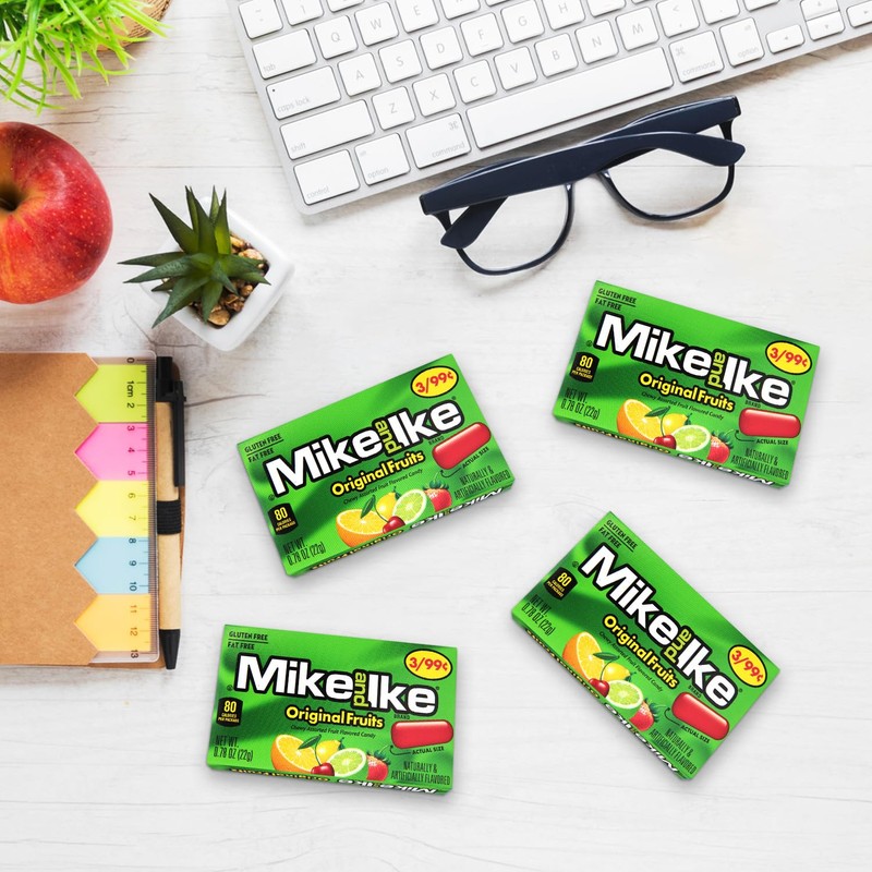Mike and Ike Original Fruits Candy, 4 Pack, 0.78OZ Each,
