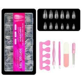 XFSRG 600 Stück 12 Größen Nageltips Nägel Full Cover Nägel Tips Set Dünn Unsichtbar mit 5-teilig Nagelpflegewerkzeug Für Nagelstudios Starter DIY (06)