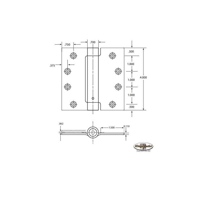 Hinge Outlet Spring Loaded Hinges - 4 Inch Square -