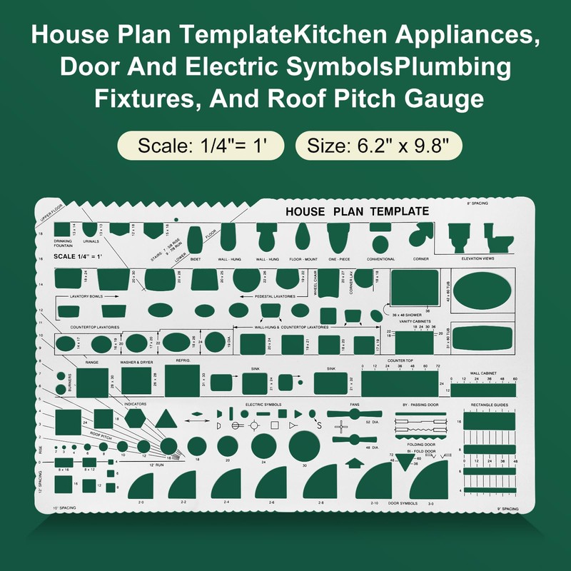ENJOYLink 3 Pcs Interior Design Drawing Templates Including a House