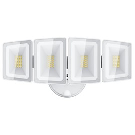USTELLAR 100W 10000lm Floods Light Outdoor, Switch Controlled LED Security Lights with 4 Adjustable Heads, 5000K Daylight, IP65 Waterproof, Bright Exterior LED Flood Light Hardwired Yard-White