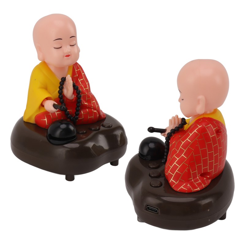 Little Monk Figurine USB Charging 6 Songs Music LED Nodding