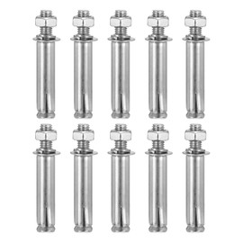 DTGN 3/8" x 3" Hex Nut Sleeve Anchors - 10Pack - Good for Concrete Dry Brick Block Walls - 304 Stainless Steel - Silver