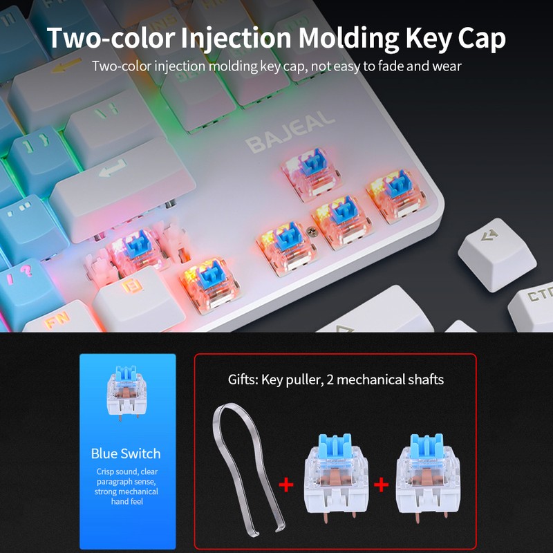 BAJEAL 87 Keys Wired Mechanical Keyboard Mixed Light Mechanical Keyboard