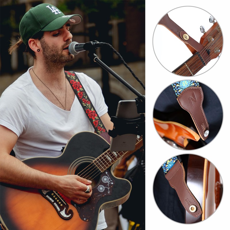 Nefelibata Banjo Strap, 2" Wide Double Full Grain Cowhide Guitar