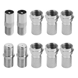 Aifrymne Waterproof F Plug Connectors for RG6 Coaxial Cable - Nickel Plated Micro Screw/Twist On Aerial Connectors for Satellite TV, Sky HD, Sky Q, Freesat, Virgin Media - Set of 6, Silver