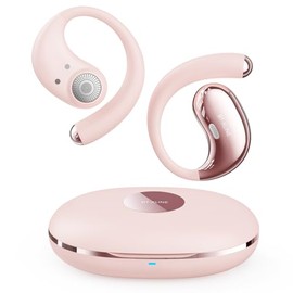 Micool Open-Ear Headphones Bluetooth 6.0, Clip On Earbuds Wireless with 36H Playtime(Light Pink)