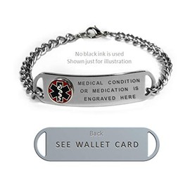 FARXIGA Medical ID Alert Bracelet with Embossed Emblem from Stainless Steel. D-Style, Premium Series.