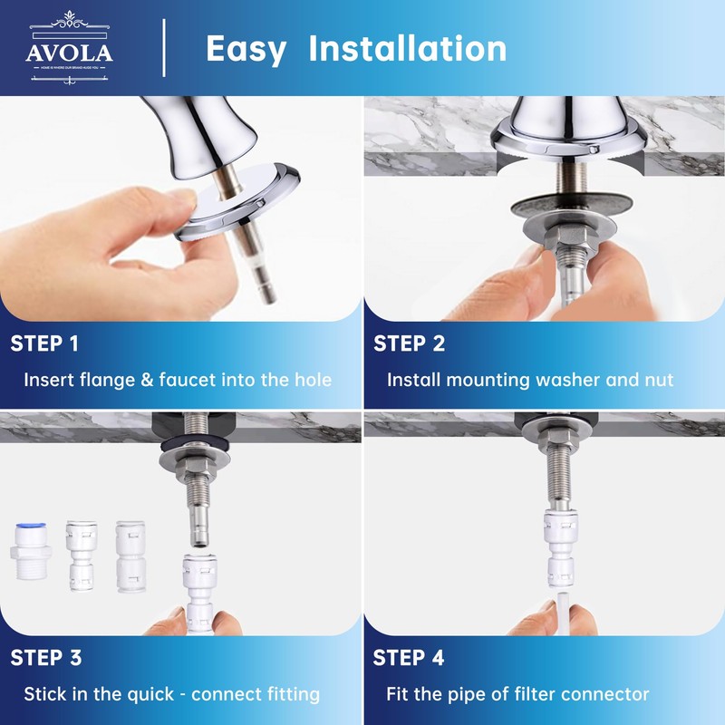 Avola Stainless Steel Kitchen Water Filter Faucet in Chrome, Non-Air