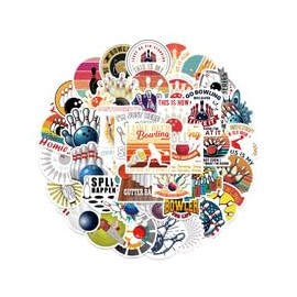 100PCS Bowling Stickers for Computer,Water Bottle,Skateboard,Suitcase,Laptop,Luggage,Cartoon Cute Bowling Sports Waterproof Vinyl Decals,Girls Teens Sticker,Trendy Ball Aesthetic Graffiti Decals