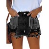JMITHA Black Shorts with Rhinestone Mid Rise Ripped Summer Stretchy