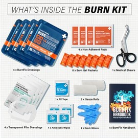 EVERLIT Kit Para Quemaduras Con Apósito Estéril Impermeable | Apósitos De Espuma De Hidrogel, Gel Para Quemaduras, Apósitos Antiadherentes, Gasas Y Ti