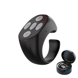 Yoidesu TikTok Anillo de Control Remoto App Turner de Página, Anillo de Desplazamiento Bluetooth con Estuche de Carga, Obturador de Cámara Selfie Grabación Remota de Video para
