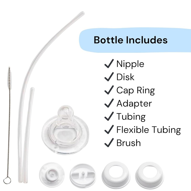 Hands-Free Baby Bottle - Anti-Colic Nursing System 7 oz Glass