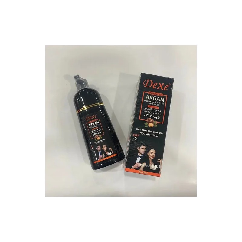 Shampoo Tinte Argán Negro Cubre Canas Barba Dexe