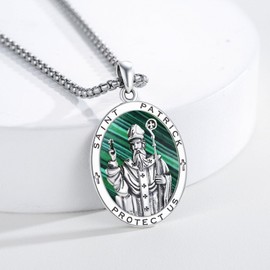 XIXLES 925 Sterling Silver Patron Saint Necklace Archangel Medals St Pendant Amulet Necklaces Protection Jewelry for Men Women with Chain, Sterling Silver, No Gemstone