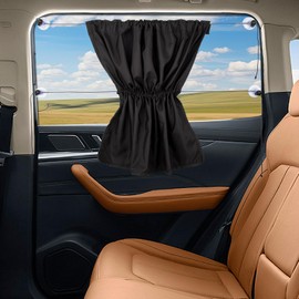 Car Window Shades, Retractable Privacy Curtain with 4 Suction Cups, Black