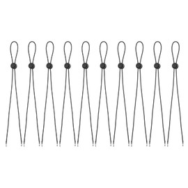 PATIKIL Flexible Removable Hat Chin Cord 23.6"x0.09", 10 Pcs Elastic Windproof Hat Straps with Spring Loaded Cord Lock for Golfing Fishing Boating Hiking, Black