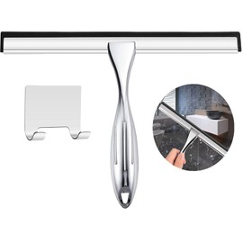 Jalador para Vidrios 31 CM de Ancho, Escobilla de Goma para Limpieza de Cristales de Acero Inoxidable, Limpiacristales de Ducha con Gancho Pisos, Baños, Espejos y Automóviles