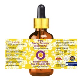 Deve Herbes Pure Savory Summer Essential Oil (Satureja hortensis) with Glass Dropper Steam Distilled 15ml (0.50 oz)