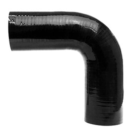 HPS 3/8" ID, Silicone 90 Degree Elbow Coupler Hose, High Temp 4-Ply Reinforced, Leg Length on Each Side: 4-1/2", 100 Psi Max. Pressure, SEC-8746-BLK, Silicone, Black