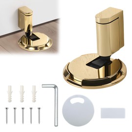 Magnetic Door Stop Punch-Free Windproof Door Stopper Mechanical Floor Door Stopper No Drilling Mechanical Door Stoppers Floor Doorstop for Heavy Duty Door Bottom Carpet Tile (Gold)