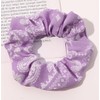 Scrunchie Lilac Paisley Scarf Hair Band Elastic Ponytail Tie Soft