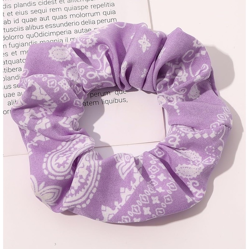 Scrunchie Lilac Paisley Scarf Hair Band Elastic Ponytail Tie Soft