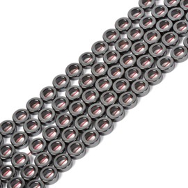 Hilo de abalorio redondas de hematita natural de 8 mm con forma de anillo hueco y forma de rosquilla de 16 pulgadas para hacer joyas