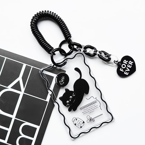runrayay KPOP Photo Card Holder, Clear Black Cat Acrylic Card