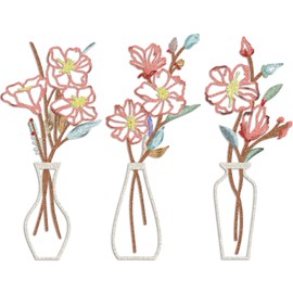 Earssa 3 Pcs Metal Flowers Wall Arts Minimalist Floral Wall Decor Iron Wall Vase Rustic Farmhouse Decor or Living Room Bathroom Bedroom Kitchen Dining Room Housewarming Gifts