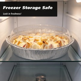 Homewarm 8" Round Aluminum Foil Pans with Clear Lids – 20 Pack Pie Tins Disposable to go Containers with lid for Baking, Storing Leftovers, and Meal Prep, Freezer & Oven Safe Baking Pan