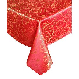 Elegant, Seamless, Wrinkle-Resistant, Durable, Reusable, Washable, Comfortable, Eco-Friendly Holiday/Christmas Table Cloth (RED, 60-104)
