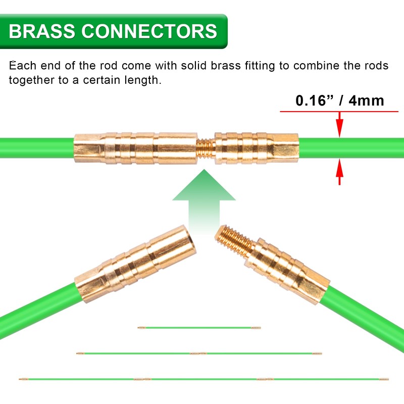 32.5FT Fiberglass Running Electrical Wire Cable Glow Rods Wire Pulling,