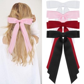 Canitor Hair Bows for Girls Cute Hair Accessories for Women Hair Ribbons Clips Preppy Tween Teen Girl Gifts Trendy Stuff Black White Pink Red Stocking Stuffers for Christmas