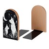 Black White Wolf Book Ends Decorative Wood Bookends for Shelves