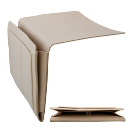 GLADFRESIT Felt Bedside Organiser Pocket, Bedside Storage Hanging Bunk Storage Caddy for Phone, Books, Glasses, Tablet, Remote (Beige)