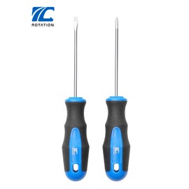 ROTATION 2-Piece Magnetic Screwdrivers Set with Nichrome tip, 1 Phillips and 1 Slotted Tips, Professional Cushion Grip Screwdriver Set with High Torque, 6 * 100mm, PH2*100mm