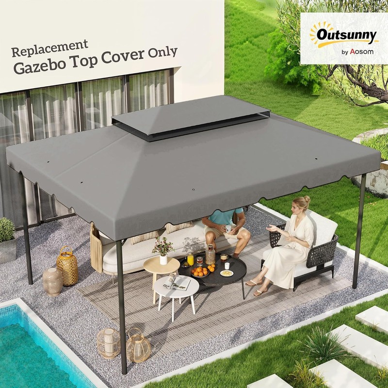Outsunny 13' x 10' Gazebo Replacement Canopy, Gazebo Top Cover