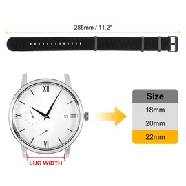 sourcing map Elastic Nylon Watch Band 22mm One-Piece French Watch Strap Waterproof Replacement Wristwatch Strap with Black Buckle for Men Women, Black