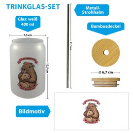 speecheese Capybara - Alles Gute zum Muttertag Trinkglas mit Bambusdeckel lustiges Capybara-Design für Tierliebhaber und Muttertagsgeschenk