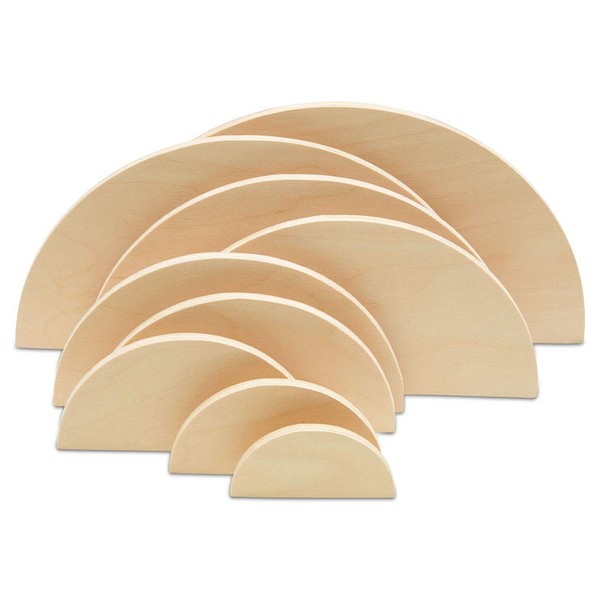 Round Wood Stacker Semicircles, 2 Sets of 10 Wooden Half
