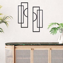 TYLCC Black Wall Decor Metal Wall Art Decor Minimalist Abstract Wall Art Wrought Iron Hanging for Bedroom Living Room Wall Decor - 2 Pcs (Simple-3)