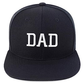 Trendy Apparel Shop DAD Embroidered 6 Panel Structured Flat Bill Snapback Cap - Black