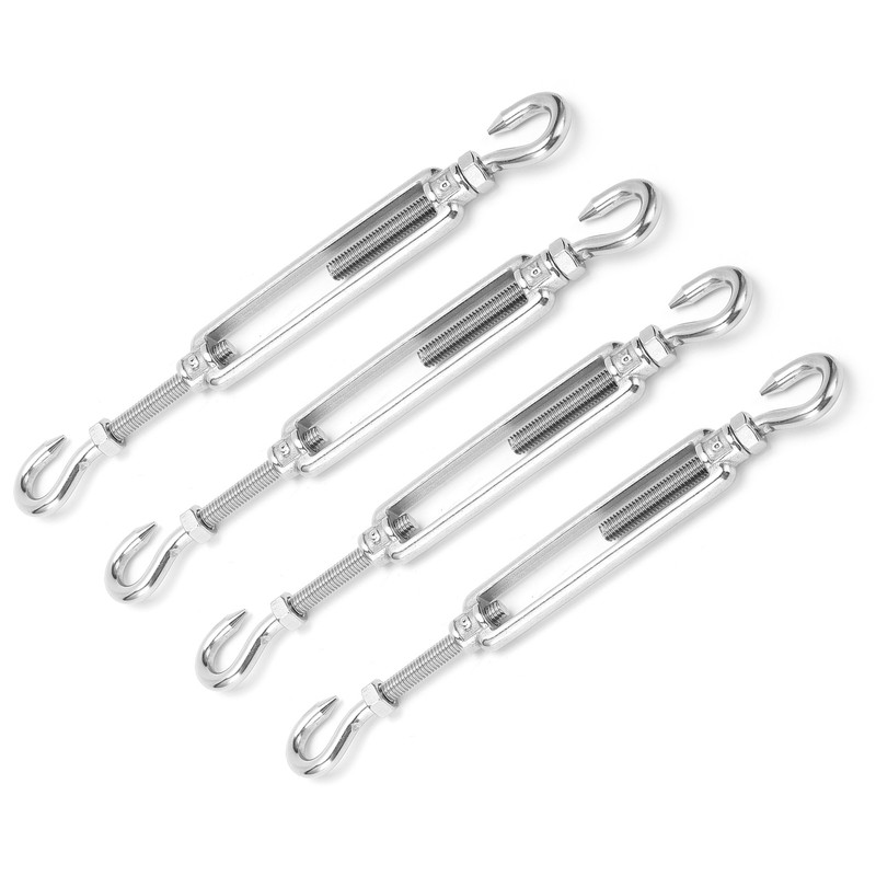 4Pcs Hook to Hook Turnbuckle Stainless Steel Hardware Kit for