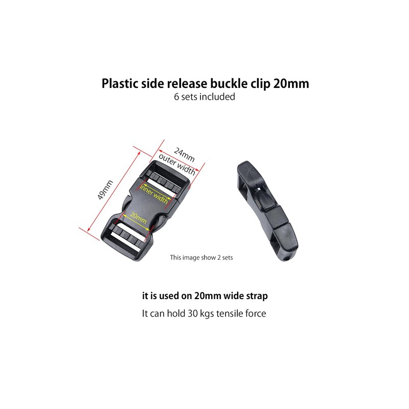 Ahijklmn Plastic Buckles,Plastic Side Release Buckle clips + Plastic Tri