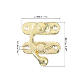sourcing map 6 Pcs Vintage Lock Clasp, 37 x 42mm Mini Swing Arm Clasp Latch Left Latch Hook Hasp with Screws for Jewelry Box Suitcase Toolbox Wooden Case, Gold