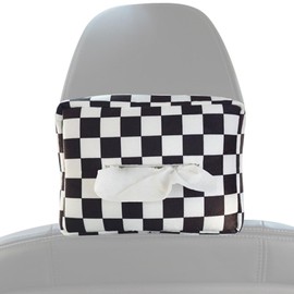 Tissue Holder for Car - Tissue Box Cover Napkin Holder | Portable Black and White Plaid Fashion Napkin Holder, Car Seats Tissue Box for Truck, Suvs