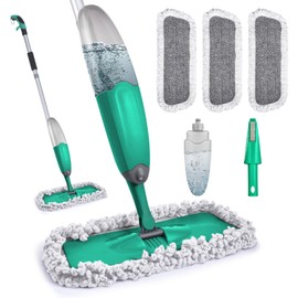 Spray Mop for Floor Cleaning, TINA&TONY Microfiber Hardwood Dry Wet Kitchen Mop with 3 Washable Pads & 635ML Refillable Bottle, Dust Mop with Sprayer for Laminate Tile Vinyl Floors, Green